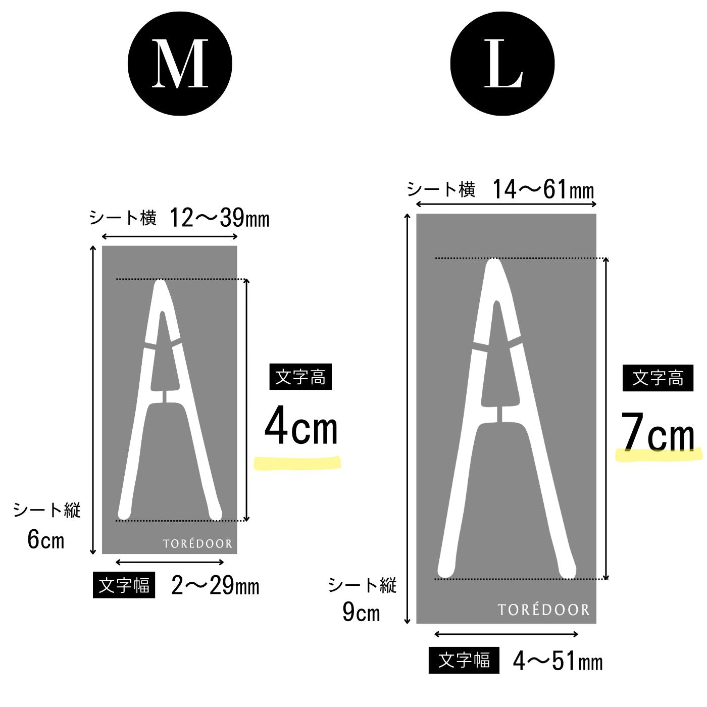 ステンシルシート アルファベット 手書き風  Ｍ＆Ｌセット